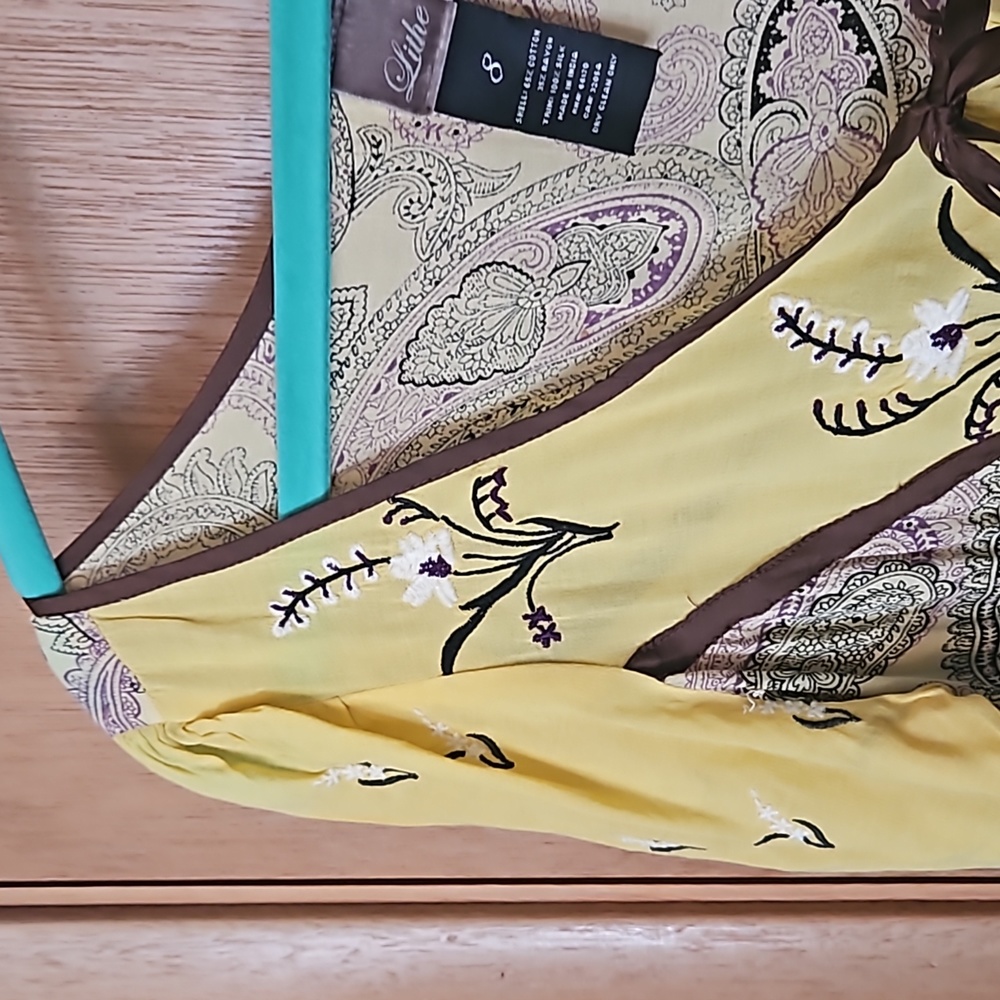 Anthropologie Lithe Embroidered Floral Top Shirt sz 8 - Picture 2 of 6